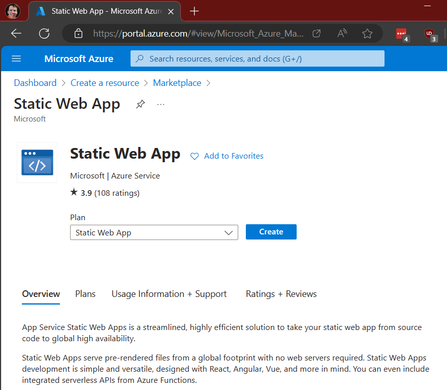 Create Azure Static Web App