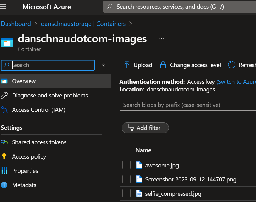 My new Azure Storage account.