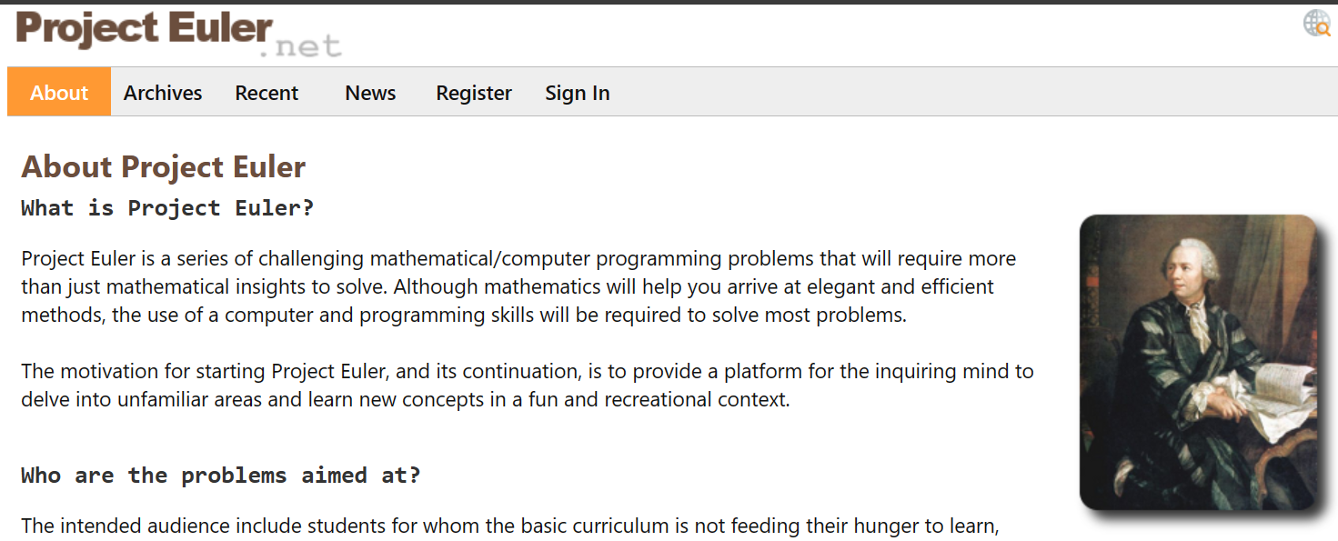 Project Euler screenshot
